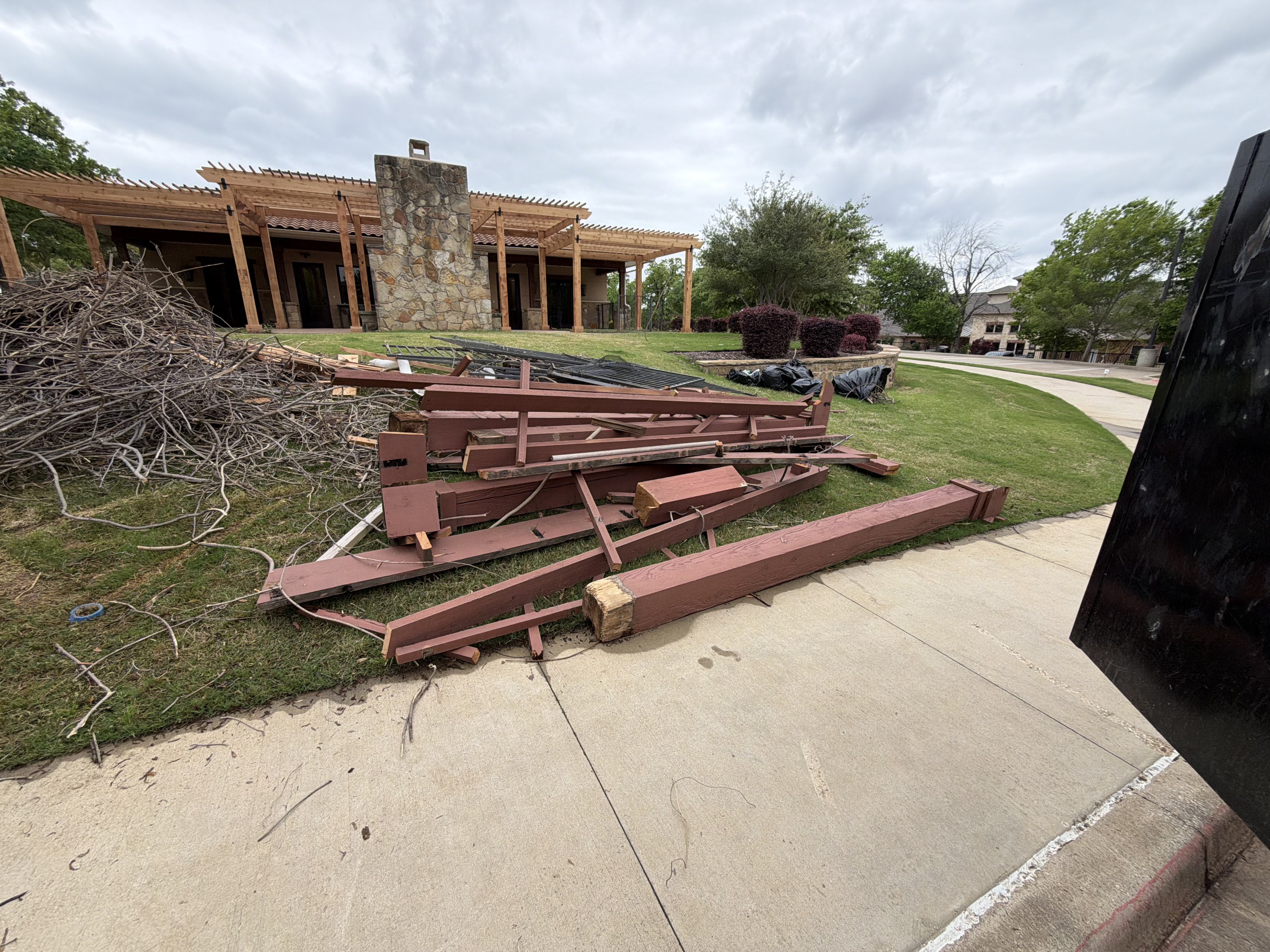 Pergola debris before removal