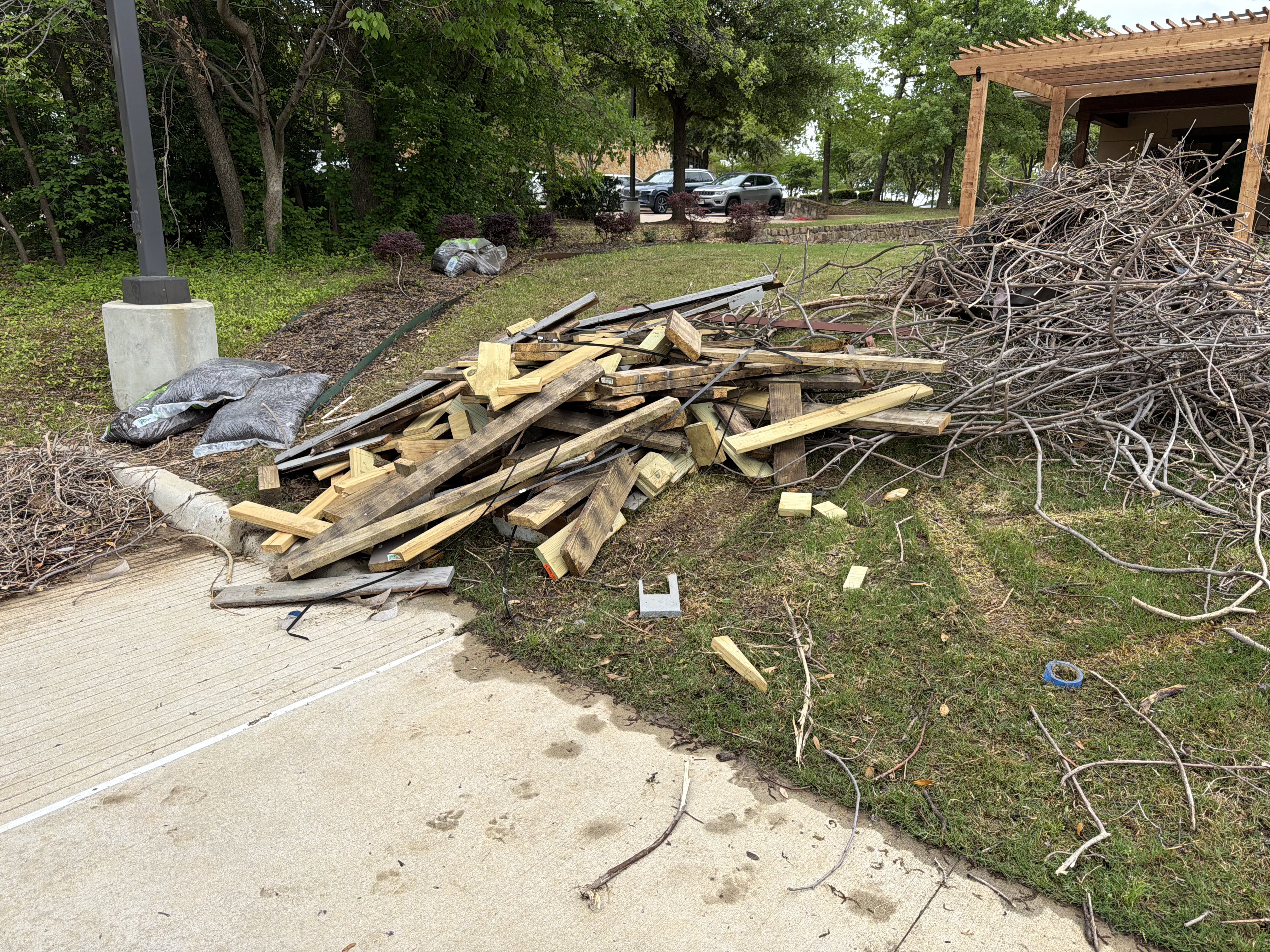 Debris pile before hauling